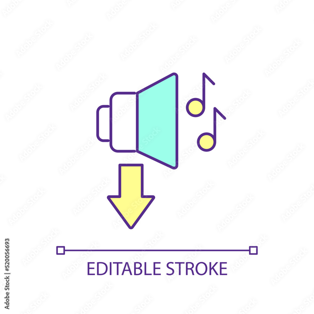 Poster volume off rgb color icon. playing music. mute sound. media player interface. sound control. isolate