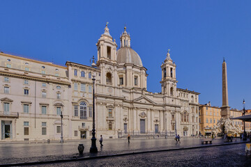 Fototapeta na wymiar The facade of the church of S. Agnese in Agone in Piazza Navona, Rome