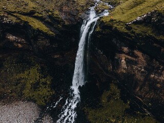 Fototapeta na wymiar Skardsafossur Waterfall on Vagar in Faroe Islands
