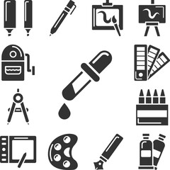 Pipette, paint icon in a collection with other items