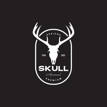 deer skull badge vintage logo
