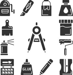 Dividers, tool icon in a collection with other items