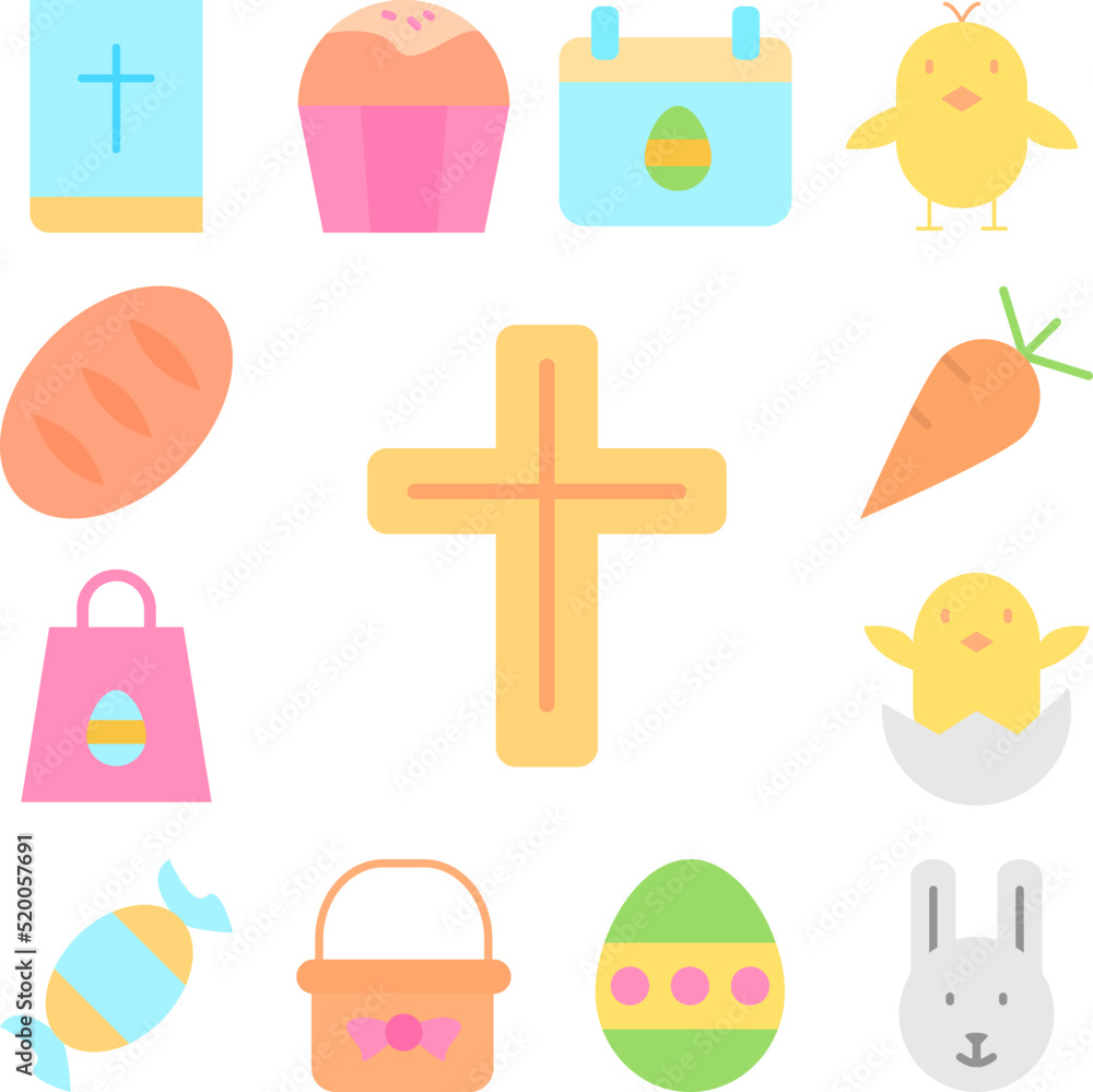 Poster cross christianity color icon in a collection with other items