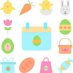 Fototapeta premium Calendar egg Easter color icon in a collection with other items