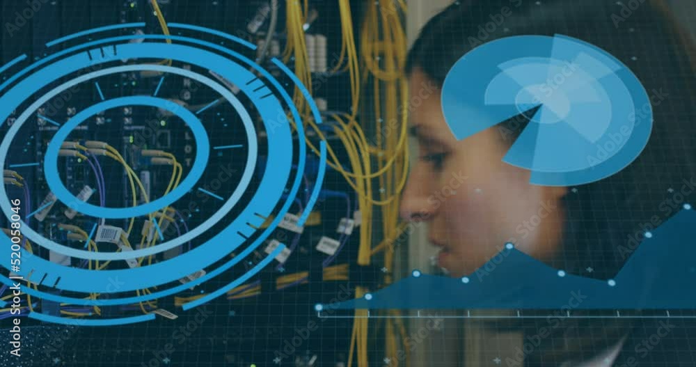 Poster animation of data processing over server room