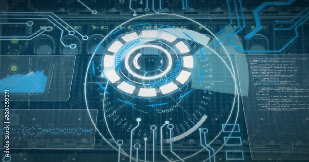 Poster animation of digital interface over dark background