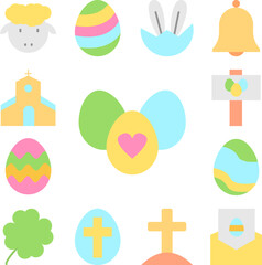 Egg Easter color icon in a collection with other items