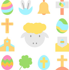 Sheep animal color icon in a collection with other items