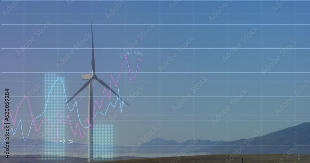 Poster animation of data processing over windmill