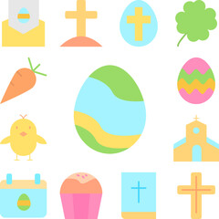 Egg Easter color icon in a collection with other items