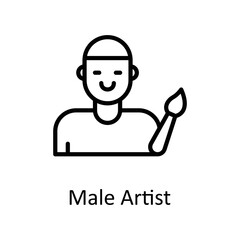 Male Artist  vector Outline Icon Design illustration on White background. EPS 10 File 