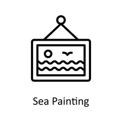 Sea Painting vector Outline Icon Design illustration on White background. EPS 10 File 