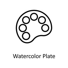 Watercolor Plate vector Outline Icon Design illustration on White background. EPS 10 File 