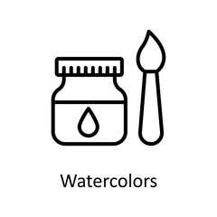 Watercolors vector Outline Icon Design illustration on White background. EPS 10 File 