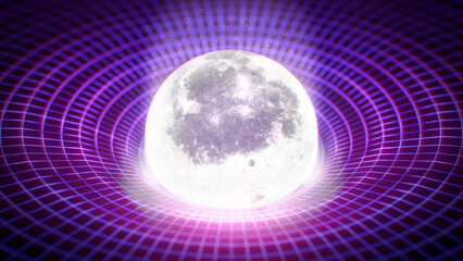 Obraz premium The Moon on Moving Grid Torus
