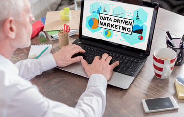 Data driven marketing concept on a laptop screen