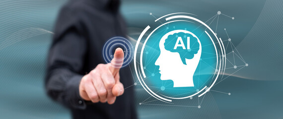 Man touching an artificial intelligence concept