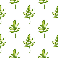 Cute outline leaves seamless pattern. Simple leaf wallpaper. Botanical floral background.