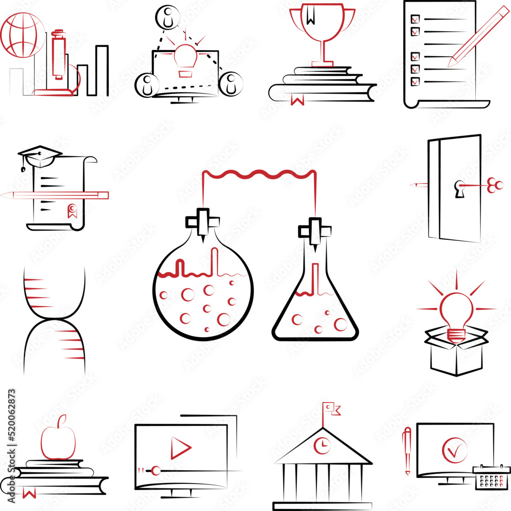 Poster research 2 colored line icon in a collection with other items