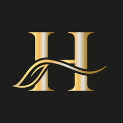 Letter H Beauty Flower Luxury Logo with Creative Concept Elegant, Beauty, Salon, Spa, Fashion and Yoga Sign Vector Template