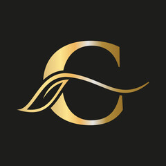 Letter C Beauty Flower Luxury Logo with Creative Concept Elegant, Beauty, Salon, Spa, Fashion and Yoga Sign Vector Template