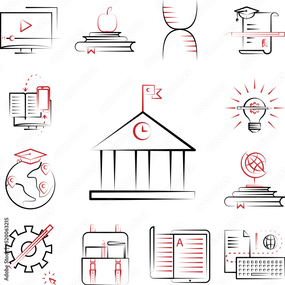 Poster university 2 colored line icon in a collection with other items