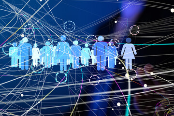 Global network. Blockchain. 3D illustration. Neural networks and artificial intelligence. Abstract  3d