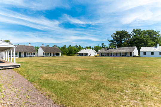 Path, company and Officers' Quarters at Fort Wilkins Historic State Park