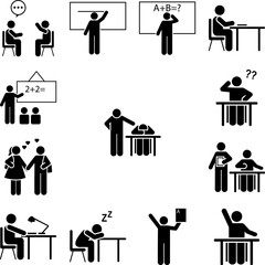 Sleep, teacher, student, classroom icon in a collection with other items