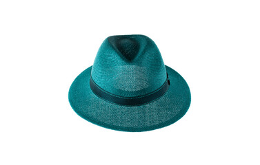 green panama hat isolated on white background