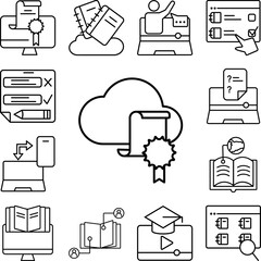 Certificate cloud education icon in a collection with other items