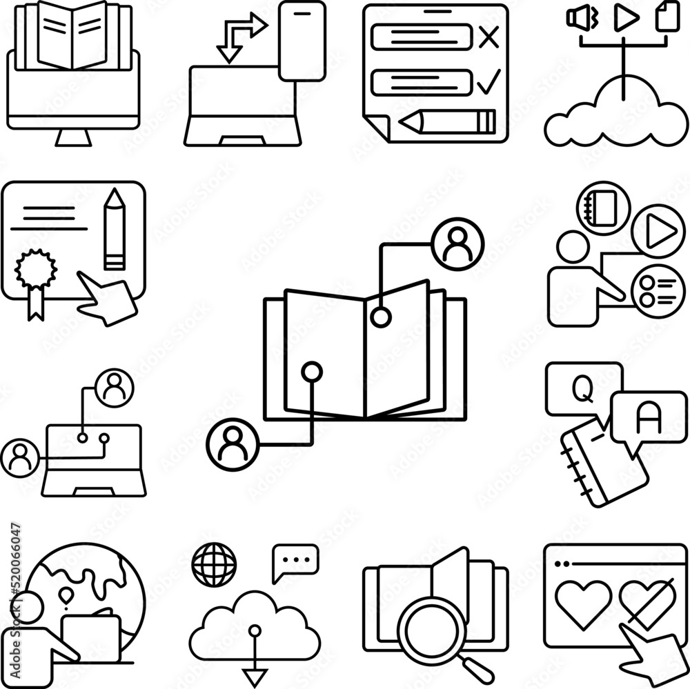 Poster book partner learn user icon in a collection with other items
