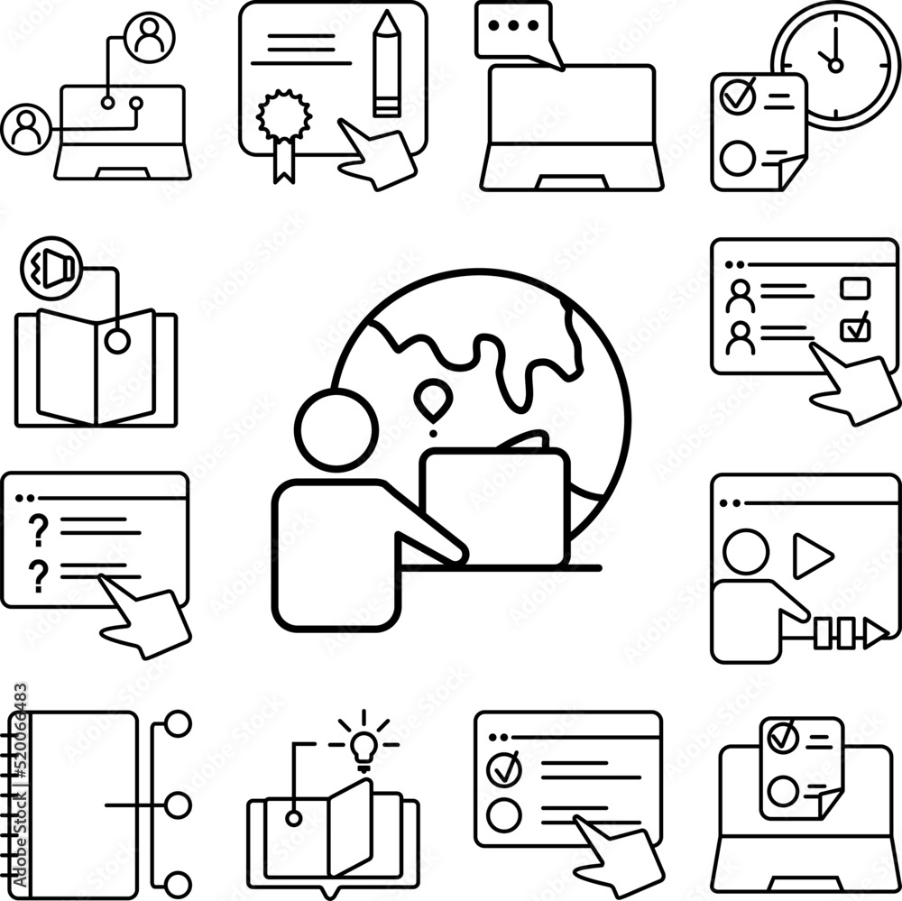 Poster earth everywhere globe user icon in a collection with other items