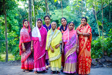 Photo of a south asian combined family,Female members of a Bangladeshi hindu religious family...