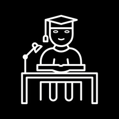 Unique Studying on Desk Vector Icon