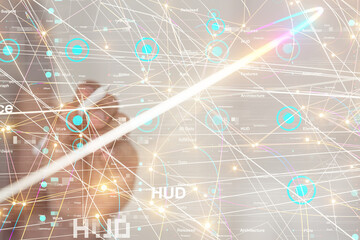 Neural network 3D illustration. Big data and cybersecurity