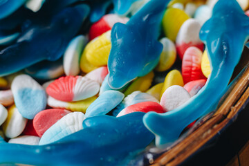 texture of chewing jelly marmalade sweets close-up