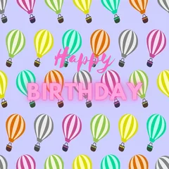 Fototapete Heißluftballon Geburtstagskarte mit Luftballons