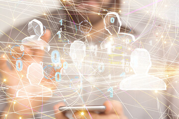 Neural network concept. Connected cells with links.