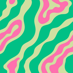 Abstract vector wavy seamless pattern. Trendy retro psychedelic hippie background in 90s, 00s, y2k style. 