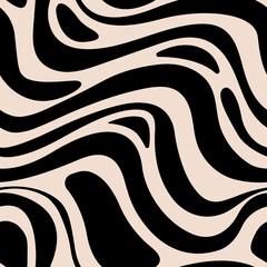 Abstract vector wavy seamless pattern. Trendy retro psychedelic background in 90s, 00s style. Texture in y2k aesthetic