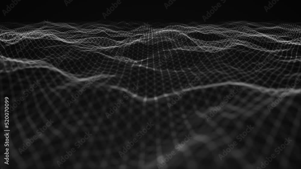 Poster abstract network mesh waving fx background loop/ 4k animation of an abstract background with digital