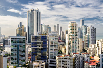Fototapeta na wymiar level view of urban area with skyscrapers of the city of panama panama