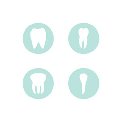 White teeth flat icons. Set of clean teeth. Vector illustration.