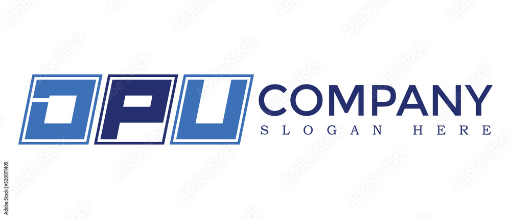 Aufkleber dpu three letter rounded rectangle boxes shape element symbol digital initial technology media busin
