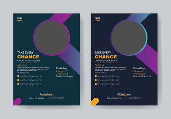 Corporate business cover and back page a4 flyer design template for print