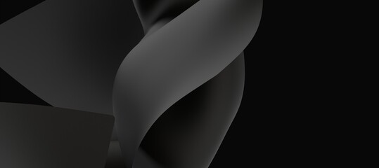 Naklejka premium Soft waves seamless texture on shiny black background, pearl and nacre, long texture, 3d illustration