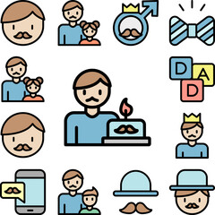 Dad, cake icon in a collection with other items