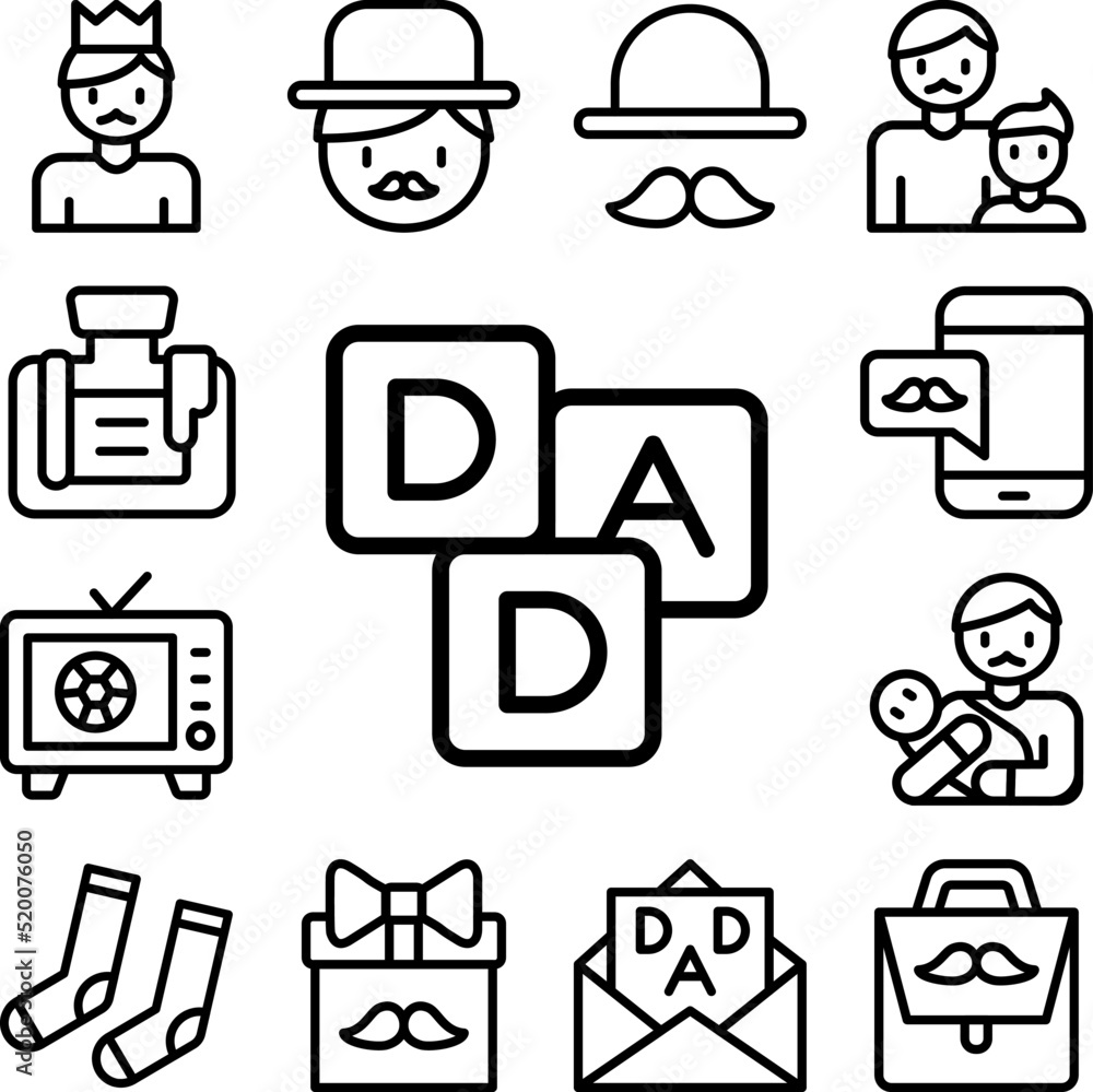 Poster abc block, dad icon in a collection with other items