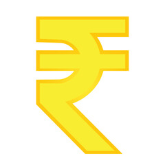 Rupee golden symbol isolated in the white background